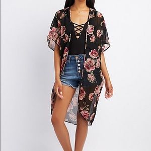 Black floral kimono